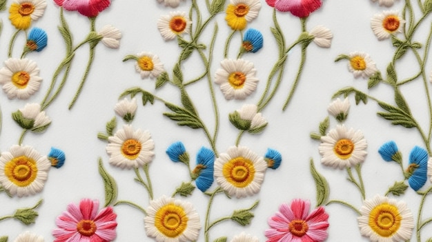 Vzor výšivky s kvetmi